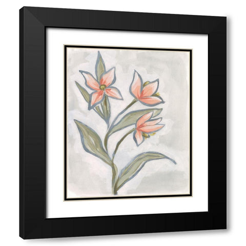 Petal Impasto I Black Modern Wood Framed Art Print with Double Matting by Vess, June Erica