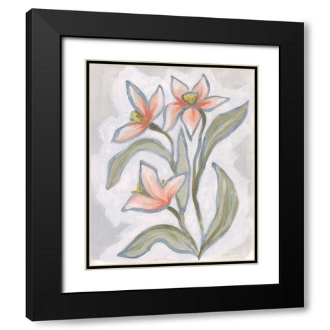 Petal Impasto II Black Modern Wood Framed Art Print with Double Matting by Vess, June Erica