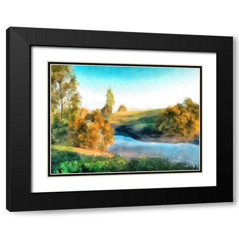 Down Stream III Black Modern Wood Framed Art Print with Double Matting by Saunders, Alonzo
