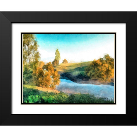 Down Stream III Black Modern Wood Framed Art Print with Double Matting by Saunders, Alonzo
