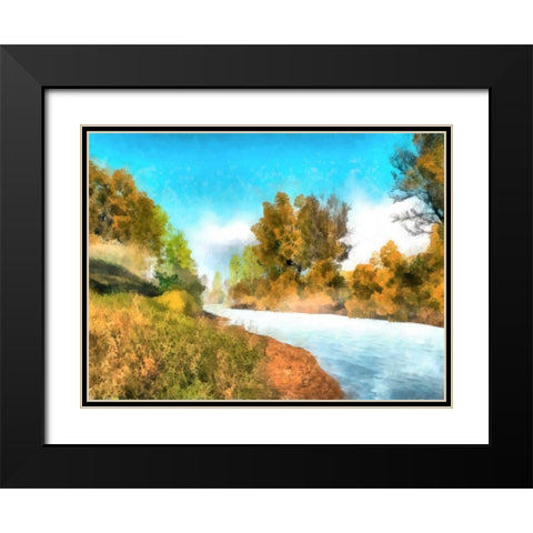 Down Stream IV Black Modern Wood Framed Art Print with Double Matting by Saunders, Alonzo