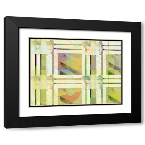 Yellow Curves I Black Modern Wood Framed Art Print with Double Matting by Cartissi
