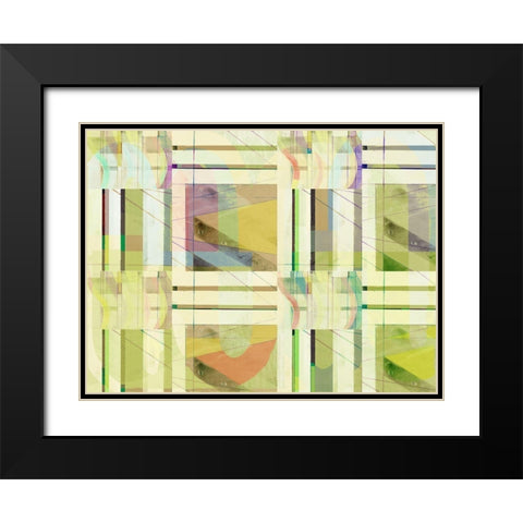Yellow Curves I Black Modern Wood Framed Art Print with Double Matting by Cartissi