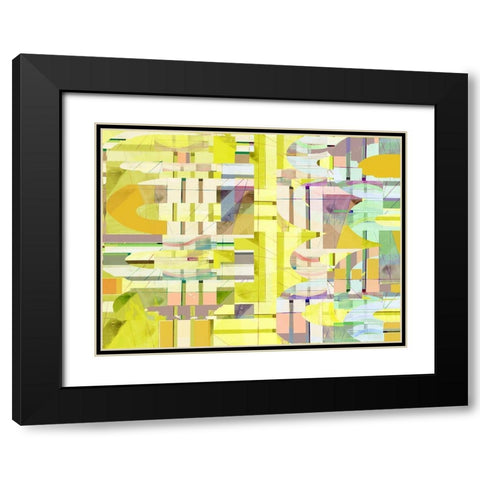 Yellow Curves II Black Modern Wood Framed Art Print with Double Matting by Cartissi