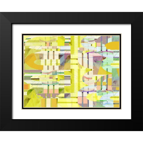 Yellow Curves II Black Modern Wood Framed Art Print with Double Matting by Cartissi
