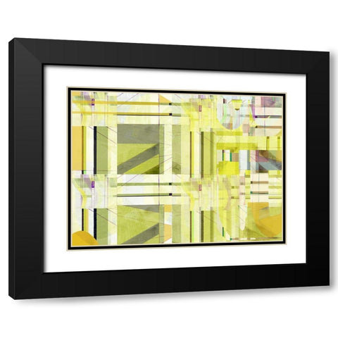 Yellow Curves III Black Modern Wood Framed Art Print with Double Matting by Cartissi