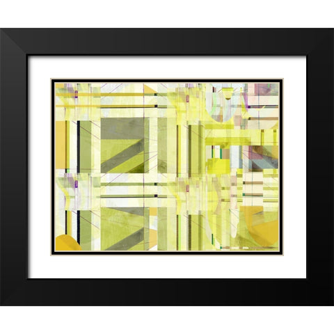 Yellow Curves III Black Modern Wood Framed Art Print with Double Matting by Cartissi