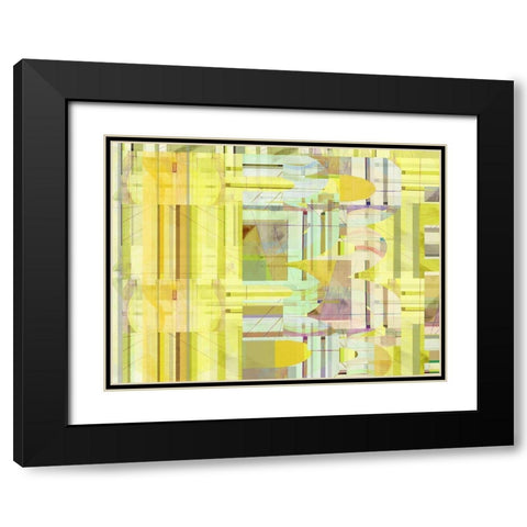 Yellow Curves IV Black Modern Wood Framed Art Print with Double Matting by Cartissi