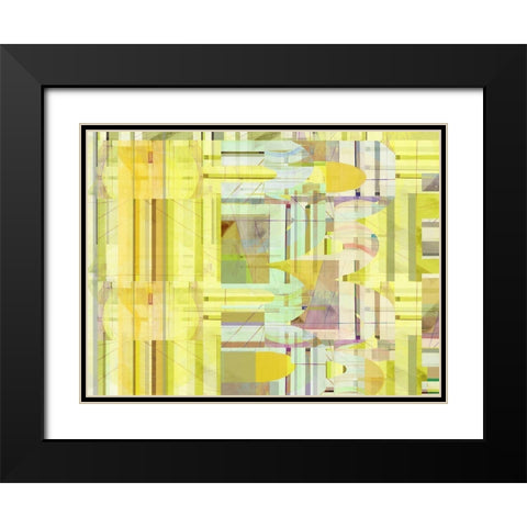 Yellow Curves IV Black Modern Wood Framed Art Print with Double Matting by Cartissi