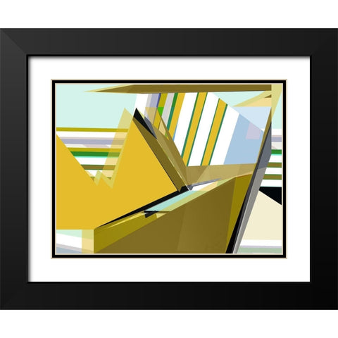 Yellow Mountains I Black Modern Wood Framed Art Print with Double Matting by Cartissi