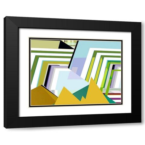Yellow Mountains II Black Modern Wood Framed Art Print with Double Matting by Cartissi