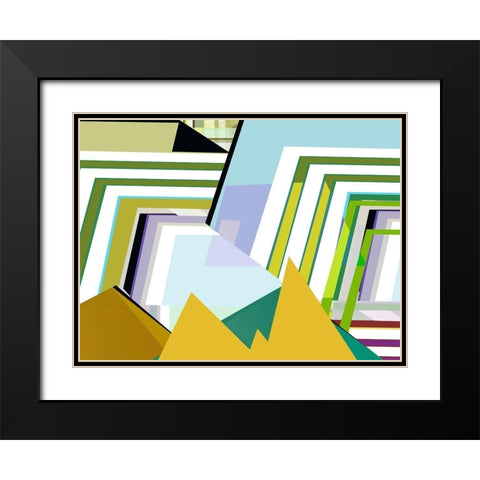 Yellow Mountains II Black Modern Wood Framed Art Print with Double Matting by Cartissi