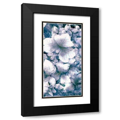 Blue Shaded Leaves V Black Modern Wood Framed Art Print with Double Matting by Saunders, Alonzo