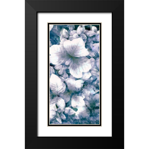 Blue Shaded Leaves V Black Modern Wood Framed Art Print with Double Matting by Saunders, Alonzo