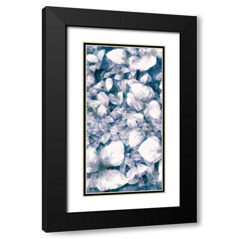 Blue Shaded Leaves VI Black Modern Wood Framed Art Print with Double Matting by Saunders, Alonzo
