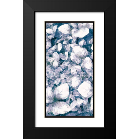 Blue Shaded Leaves VI Black Modern Wood Framed Art Print with Double Matting by Saunders, Alonzo