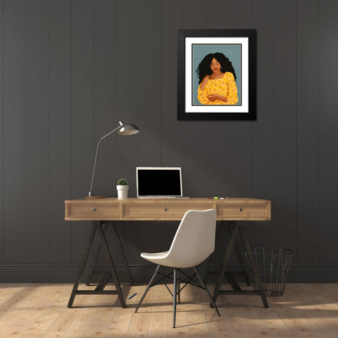 Figure in Yellow Dress Black Modern Wood Framed Art Print with Double Matting by Barnes, Victoria