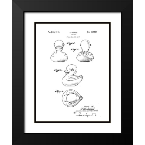 Bath Time Patents IV Black Modern Wood Framed Art Print with Double Matting by Studio W