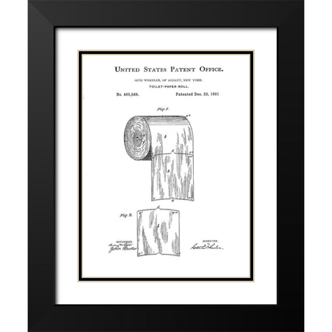 Bath Time Patents VI Black Modern Wood Framed Art Print with Double Matting by Studio W