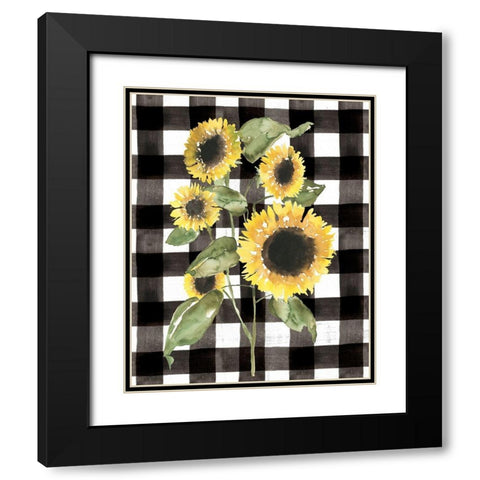 Buffalo Check Sunflower I Black Modern Wood Framed Art Print with Double Matting by Goldberger, Jennifer