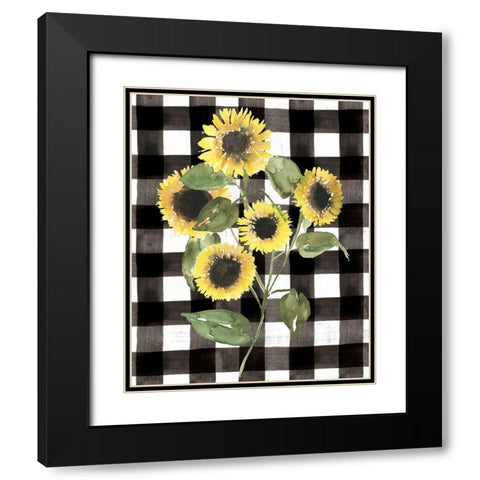 Buffalo Check Sunflower II Black Modern Wood Framed Art Print with Double Matting by Goldberger, Jennifer