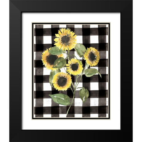 Buffalo Check Sunflower II Black Modern Wood Framed Art Print with Double Matting by Goldberger, Jennifer