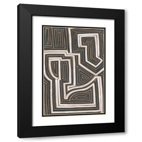 Abstract Maze I Black Modern Wood Framed Art Print with Double Matting by Moore, Regina