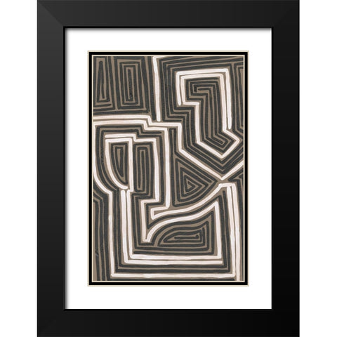 Abstract Maze I Black Modern Wood Framed Art Print with Double Matting by Moore, Regina