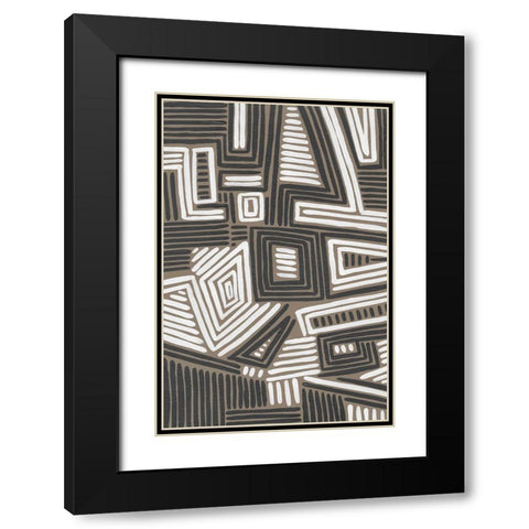 Abstract Maze II Black Modern Wood Framed Art Print with Double Matting by Moore, Regina