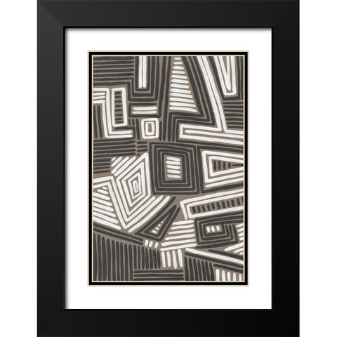 Abstract Maze II Black Modern Wood Framed Art Print with Double Matting by Moore, Regina