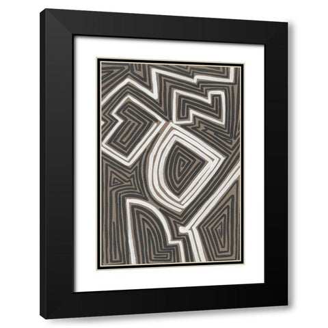 Abstract Maze III Black Modern Wood Framed Art Print with Double Matting by Moore, Regina