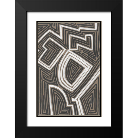 Abstract Maze III Black Modern Wood Framed Art Print with Double Matting by Moore, Regina
