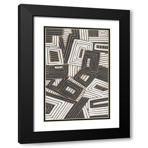 Abstract Maze IV Black Modern Wood Framed Art Print with Double Matting by Moore, Regina