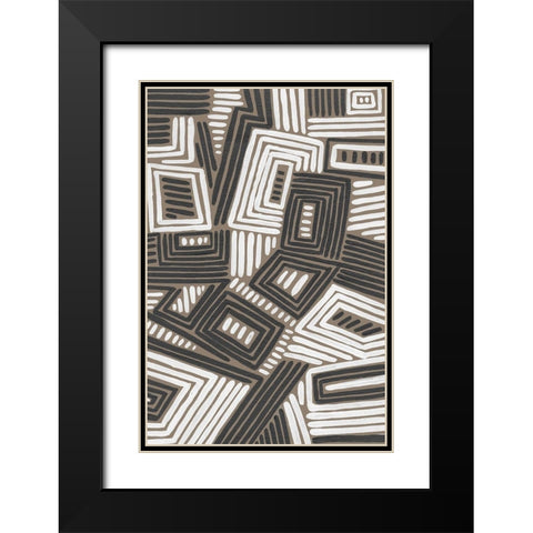 Abstract Maze IV Black Modern Wood Framed Art Print with Double Matting by Moore, Regina