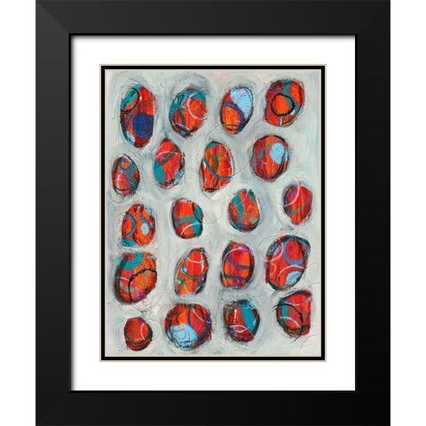Abstract Circles I Black Modern Wood Framed Art Print with Double Matting by Moore, Regina