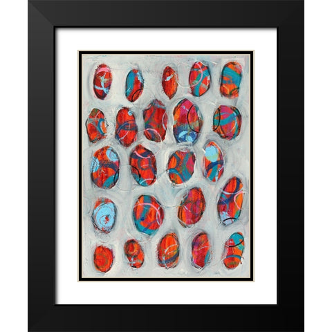 Abstract Circles II Black Modern Wood Framed Art Print with Double Matting by Moore, Regina