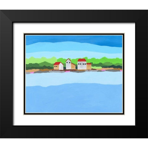Red Roof Landscape I Black Modern Wood Framed Art Print with Double Matting by Moore, Regina