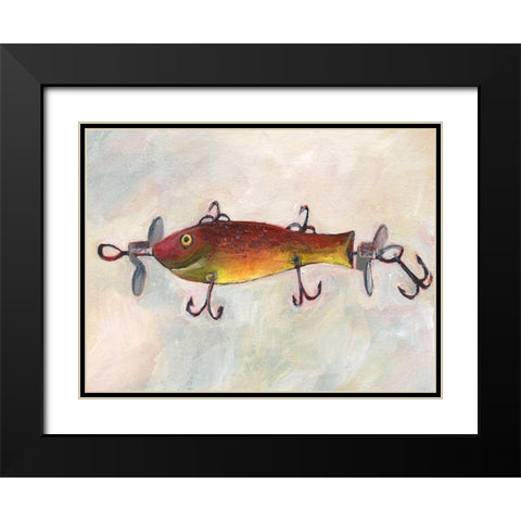 Retro Fishing Lure V Black Modern Wood Framed Art Print with Double Matting by Moore, Regina