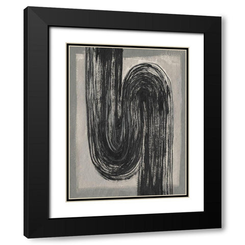 Grey Linear Path II Black Modern Wood Framed Art Print with Double Matting by Goldberger, Jennifer