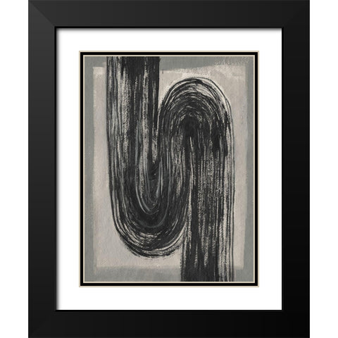 Grey Linear Path II Black Modern Wood Framed Art Print with Double Matting by Goldberger, Jennifer