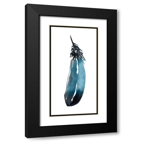 Saturated Feather I Black Modern Wood Framed Art Print with Double Matting by Goldberger, Jennifer