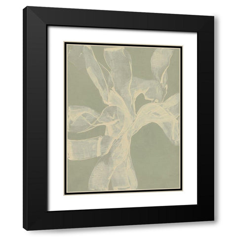 White Ribbon on Celadon II Black Modern Wood Framed Art Print with Double Matting by Goldberger, Jennifer