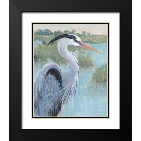 Blue Heron Portrait II Black Modern Wood Framed Art Print with Double Matting by OToole, Tim