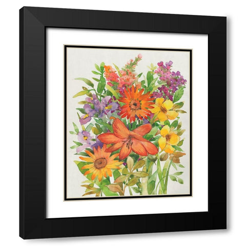 Floral Mix I Black Modern Wood Framed Art Print with Double Matting by OToole, Tim