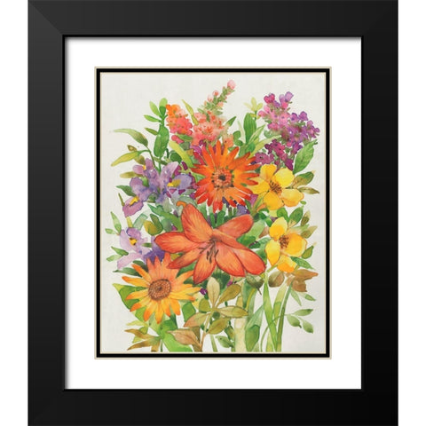 Floral Mix I Black Modern Wood Framed Art Print with Double Matting by OToole, Tim