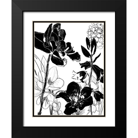Monotype Garden II Black Modern Wood Framed Art Print with Double Matting by Vess, June Erica