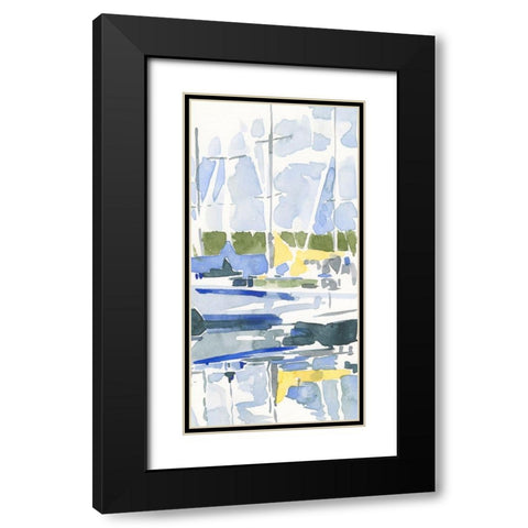 Sailboat Reflections II Black Modern Wood Framed Art Print with Double Matting by Caroline, Emma