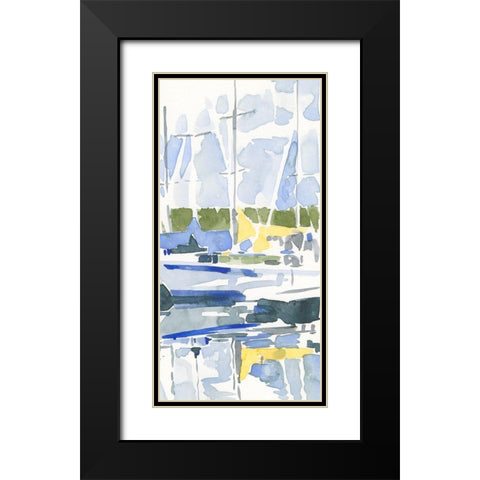 Sailboat Reflections II Black Modern Wood Framed Art Print with Double Matting by Caroline, Emma