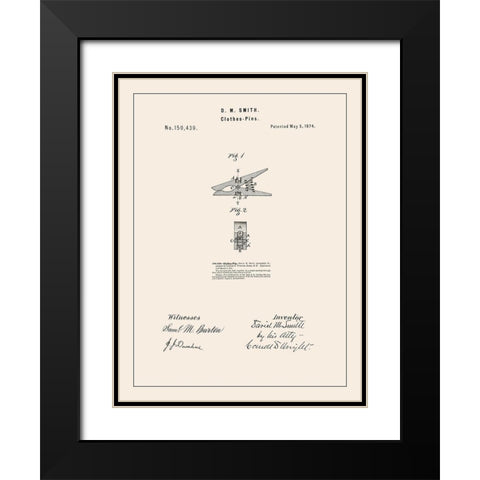 Laundry Patent II Black Modern Wood Framed Art Print with Double Matting by Barnes, Victoria