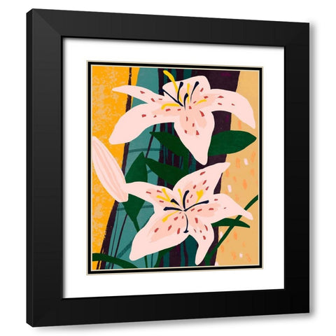 Lily Collage II Black Modern Wood Framed Art Print with Double Matting by Warren, Annie